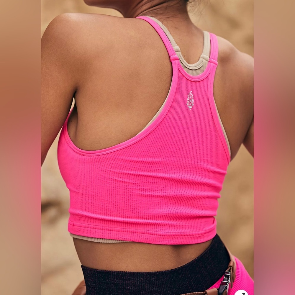 Free People Happiness Runs Long Crop Top in Pink Size XS SMALL NWOT $40 - Picture 3 of 10